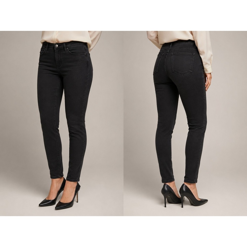 Needle & Cloth Black Skinny Ankle Jeans Womens Size 14 Medium Rise Stretch Denim
